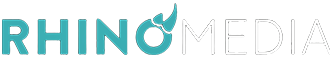 Rhino Media - logo - blue and white