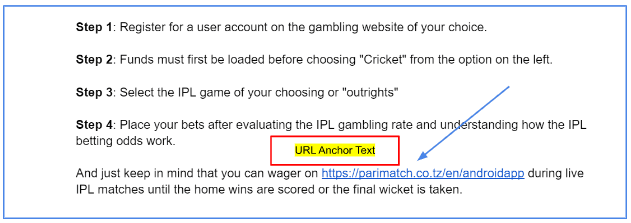 Exemplu Anchor Text URL hyperlink