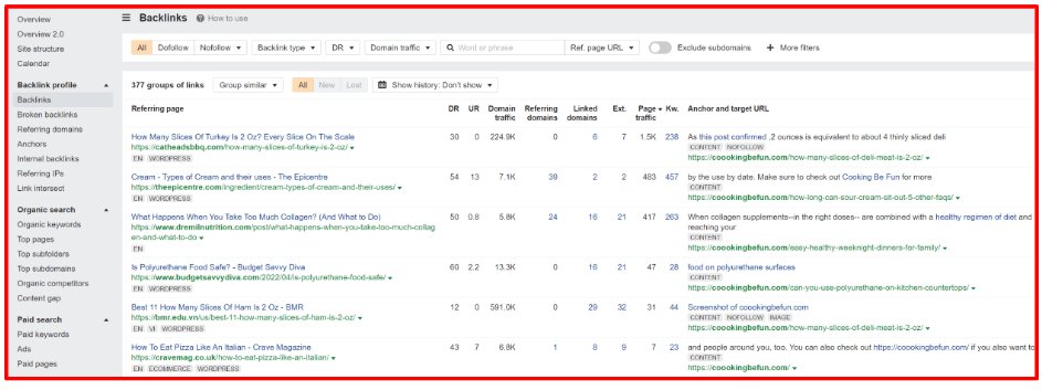 Ahrefs analiză backlink-uri și performanță